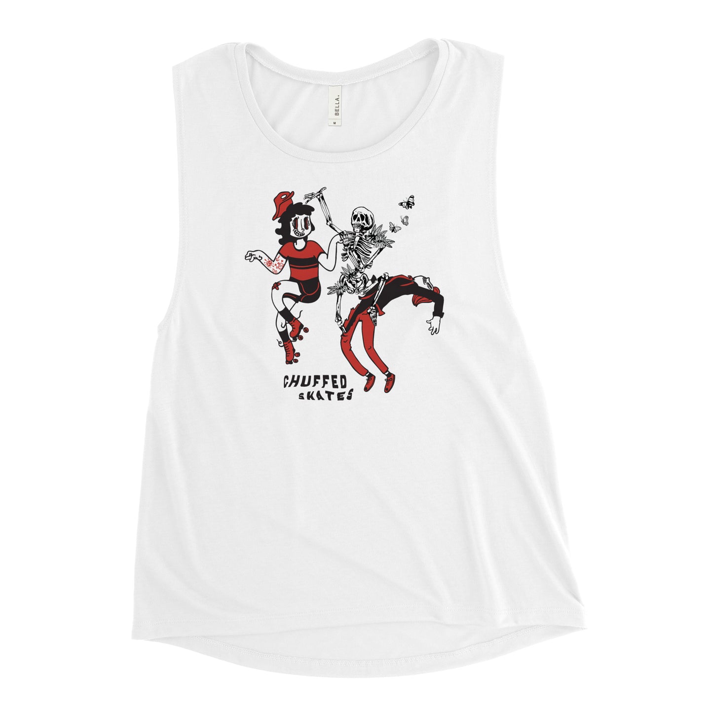 Chuffed - Dancers - FLOWY SCOOP MUSCLE TANK - White