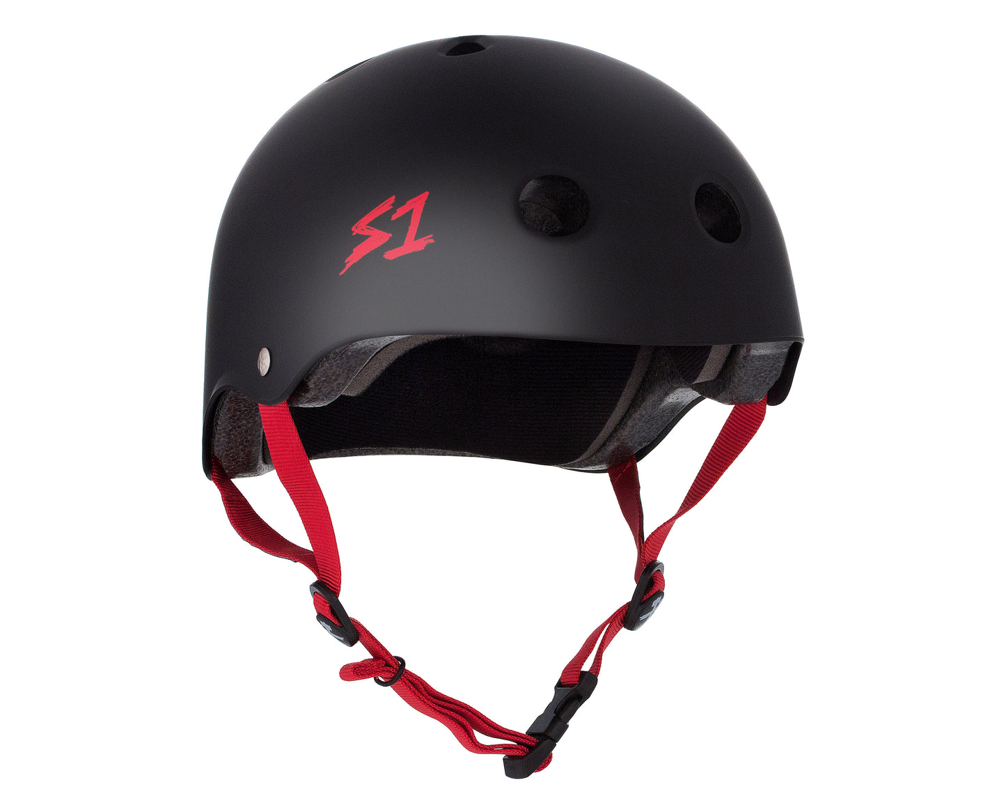 S1 Lifer Helmet - Black Matte W/ Red Straps